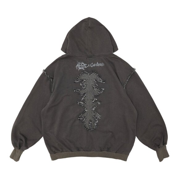 NEW ACDC RAG - Gedraji Cryptid Corpse Dark Grey Oversized Zip Hoodie - Picture 2 of 6